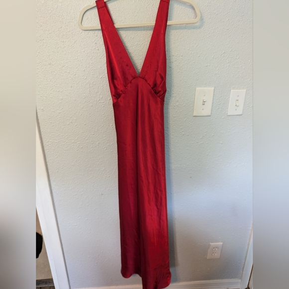 Vtg 90s Ox Blood Satin Slip Dress - Picture 2 of 7
